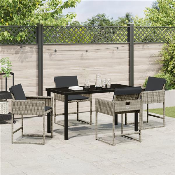 Grote foto vidaxl 5 delige tuinset met kussens in lichtgrijs poly rattan tuin en terras tuinmeubelen