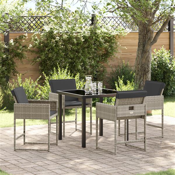 Grote foto vidaxl 5 delige tuinset met kussens in lichtgrijs poly rattan tuin en terras tuinmeubelen