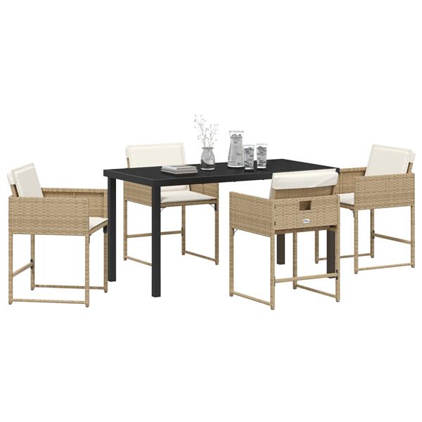Grote foto vidaxl 5 delige tuinset met kussens beige poly rattan tuin en terras tuinmeubelen