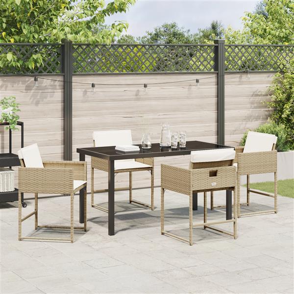 Grote foto vidaxl 5 delige tuinset met kussens beige poly rattan tuin en terras tuinmeubelen