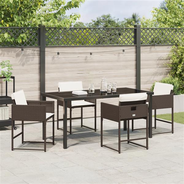 Grote foto vidaxl 5 delige tuinset met kussens in bruin poly rattan tuin en terras tuinmeubelen
