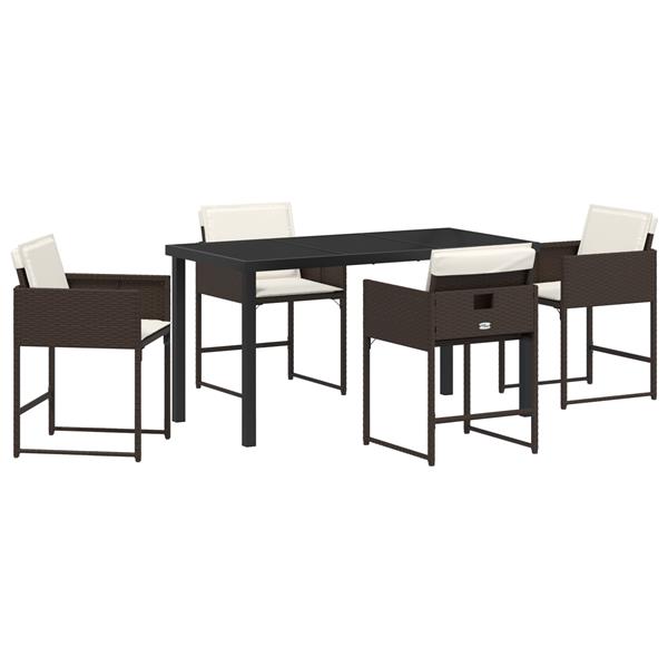 Grote foto vidaxl 5 delige tuinset met kussens bruin poly rattan tuin en terras tuinmeubelen