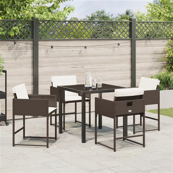 Grote foto vidaxl 5 delige tuinset met kussens bruin poly rattan tuin en terras tuinmeubelen