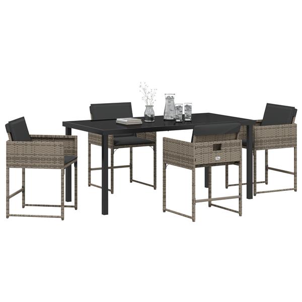 Grote foto vidaxl 5 delige tuinset met kussens in grijs poly rattan tuin en terras tuinmeubelen