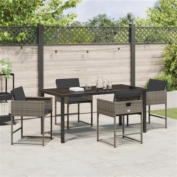 Grote foto vidaxl 5 delige tuinset met kussens in grijs poly rattan tuin en terras tuinmeubelen