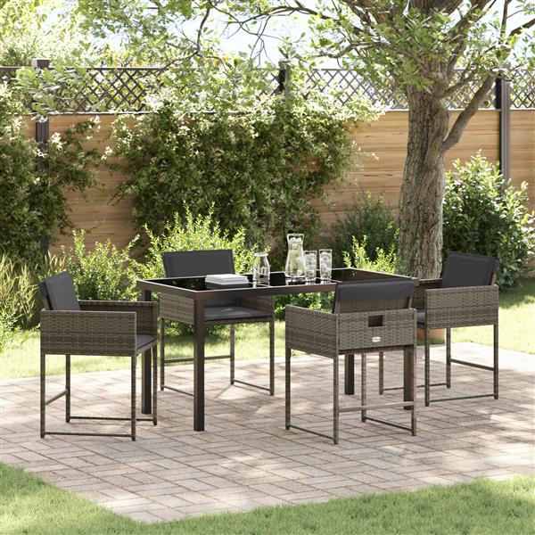 Grote foto vidaxl 5 delige tuinset met kussens van grijs poly rattan tuin en terras tuinmeubelen