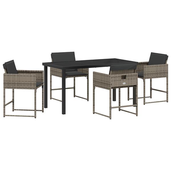 Grote foto vidaxl 5 delige tuinset met kussens van grijs poly rattan tuin en terras tuinmeubelen