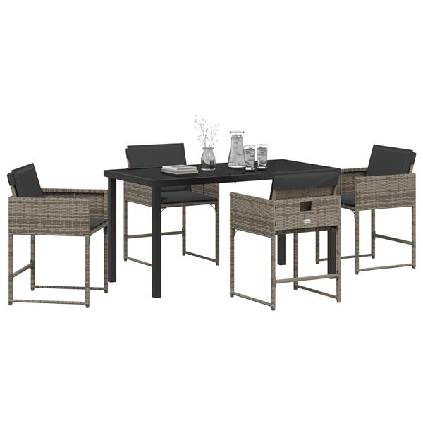 Grote foto vidaxl 5 delige tuinset met kussens van grijs poly rattan tuin en terras tuinmeubelen