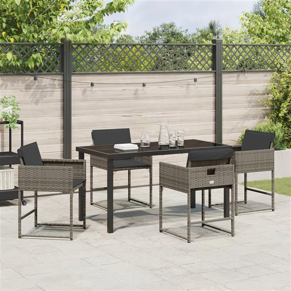 Grote foto vidaxl 5 delige tuinset met kussens van grijs poly rattan tuin en terras tuinmeubelen