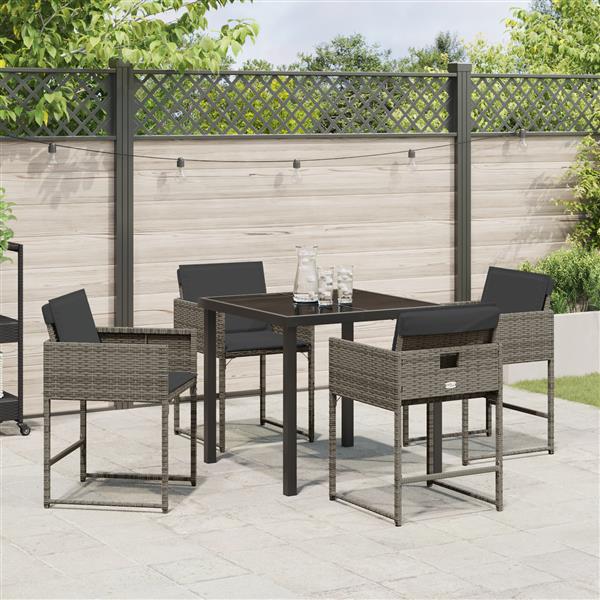 Grote foto vidaxl 5 delige tuinset met kussens in grijs poly rattan tuin en terras tuinmeubelen