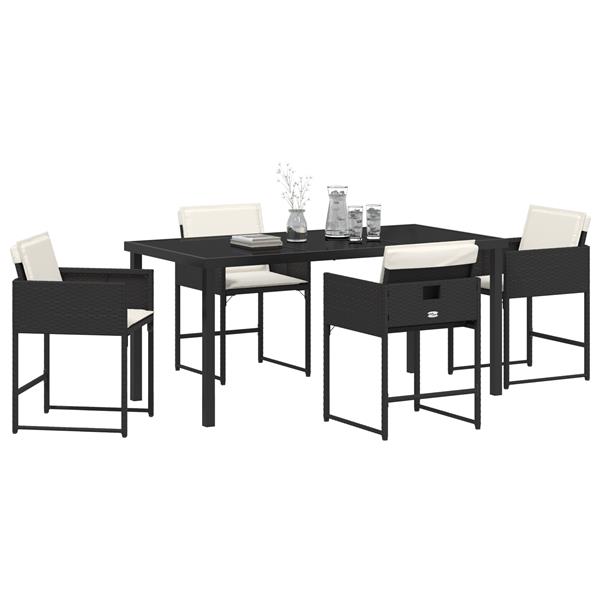Grote foto vidaxl 5 delige tuinset met kussens zwart poly rattan tuin en terras tuinmeubelen