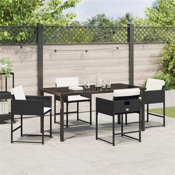 Grote foto vidaxl 5 delige tuinset met kussens zwart poly rattan tuin en terras tuinmeubelen