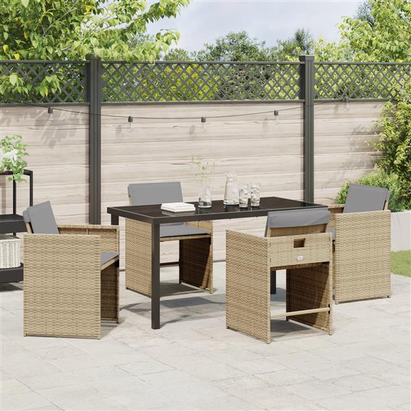 Grote foto vidaxl 5 delige tuinset met kussens in beige poly rattan tuin en terras tuinmeubelen