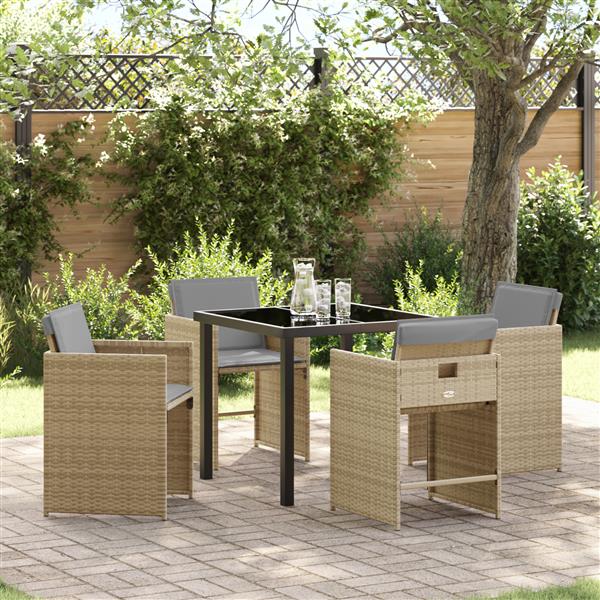 Grote foto vidaxl 5 delige tuinset met kussens in beige poly rattan tuin en terras tuinmeubelen