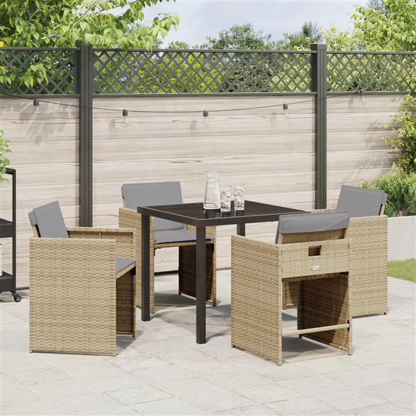 Grote foto vidaxl 5 delige tuinset met kussens in beige poly rattan tuin en terras tuinmeubelen