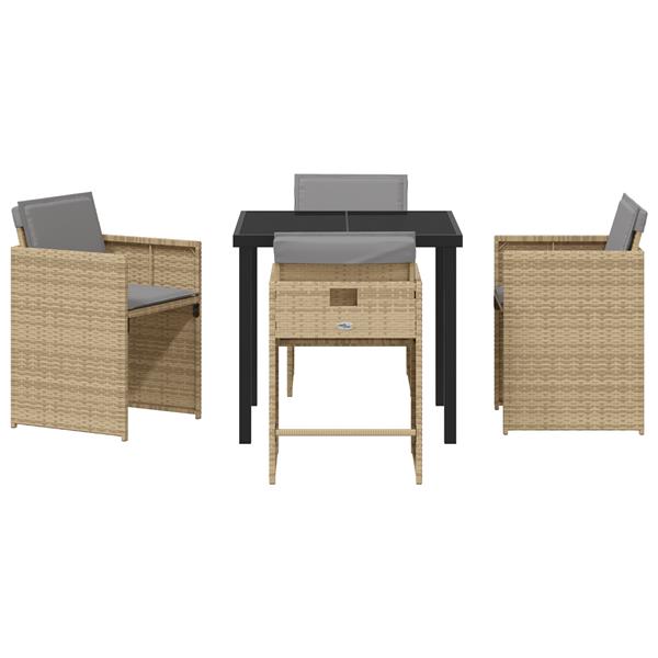 Grote foto vidaxl 5 delige tuinset met kussens in beige poly rattan tuin en terras tuinmeubelen