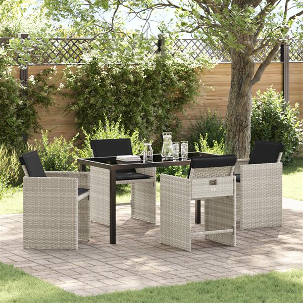 Grote foto vidaxl 5 delige tuinset met kussens in lichtgrijs poly rattan tuin en terras tuinmeubelen