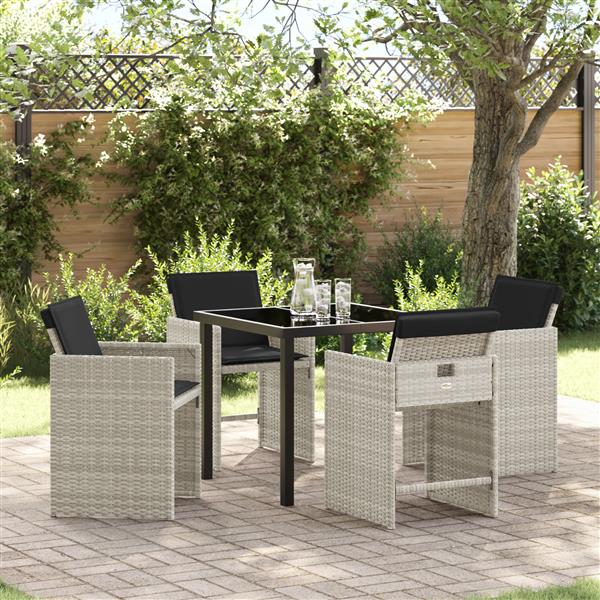 Grote foto vidaxl 5 delige tuinset met kussens in lichtgrijs poly rattan tuin en terras tuinmeubelen