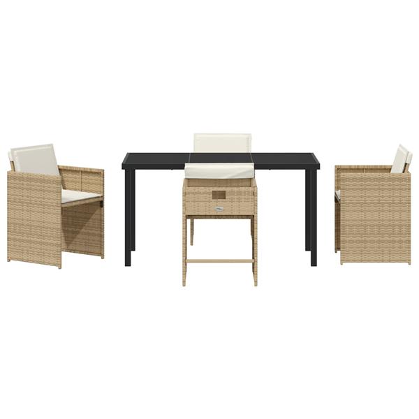 Grote foto vidaxl 5 delige tuinset met kussens beige poly rattan tuin en terras tuinmeubelen