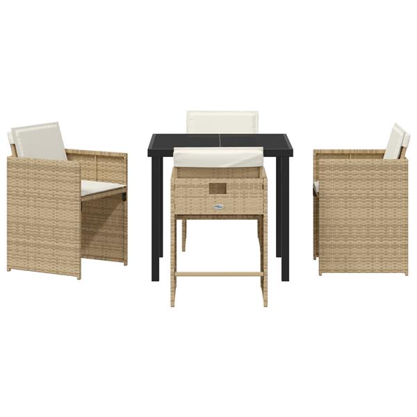 Grote foto vidaxl 5 delige tuinset met kussens in beige poly rattan tuin en terras tuinmeubelen