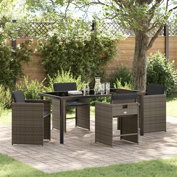 Grote foto vidaxl 5 delige tuinset met kussens in grijs poly rattan tuin en terras tuinmeubelen