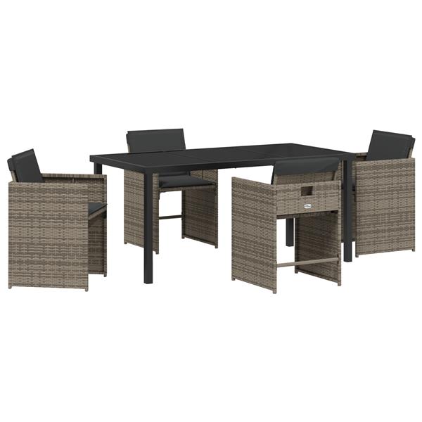Grote foto vidaxl 5 delige tuinset met kussens in grijs poly rattan tuin en terras tuinmeubelen