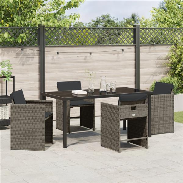 Grote foto vidaxl 5 delige tuinset met kussens in grijs poly rattan tuin en terras tuinmeubelen