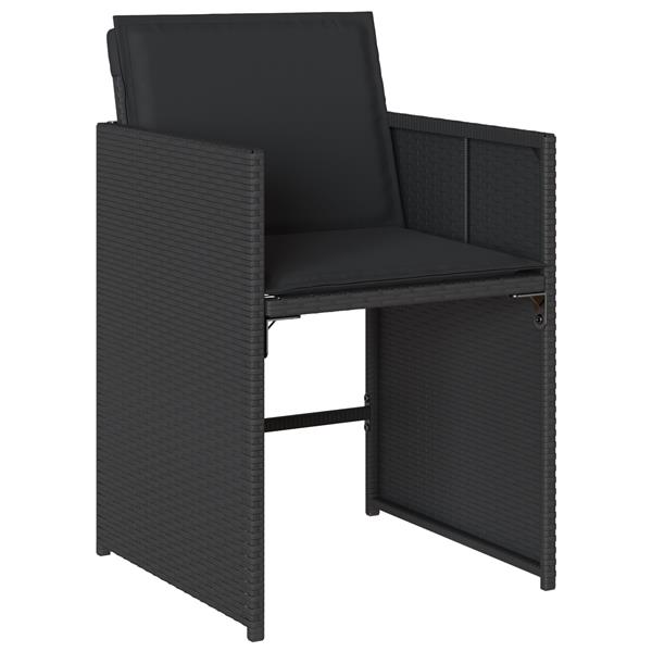 Grote foto vidaxl 5 delige tuin eettafel set met kussens zwart poly rattan tuin en terras tuinmeubelen