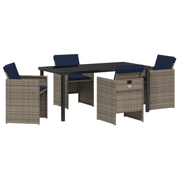 Grote foto vidaxl 5 delige tuinset met kussens in grijs poly rattan tuin en terras tuinmeubelen