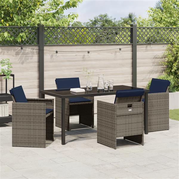 Grote foto vidaxl 5 delige tuinset met kussens in grijs poly rattan tuin en terras tuinmeubelen