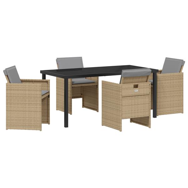 Grote foto vidaxl 5 delige tuinset met kussens in beige poly rattan tuin en terras tuinmeubelen