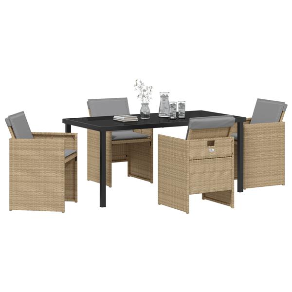 Grote foto vidaxl 5 delige tuinset met kussens in beige poly rattan tuin en terras tuinmeubelen