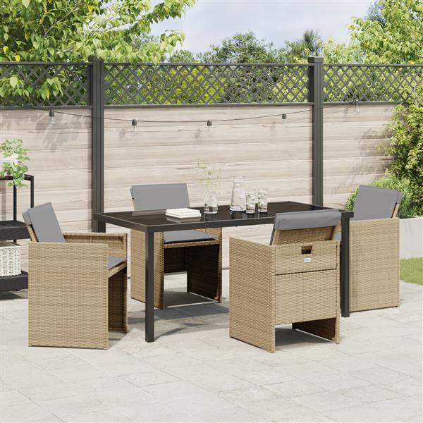 Grote foto vidaxl 5 delige tuinset met kussens in beige poly rattan tuin en terras tuinmeubelen