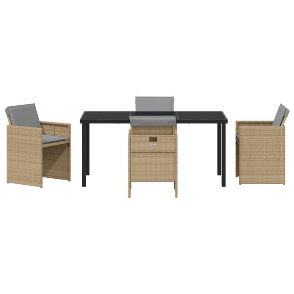 Grote foto vidaxl 5 delige tuinset met kussens in beige poly rattan tuin en terras tuinmeubelen