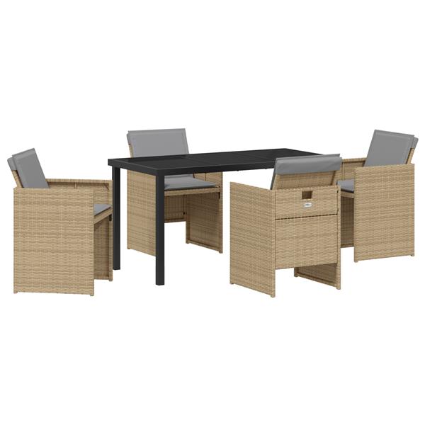 Grote foto vidaxl 5 delige tuinset met kussens in beige poly rattan tuin en terras tuinmeubelen