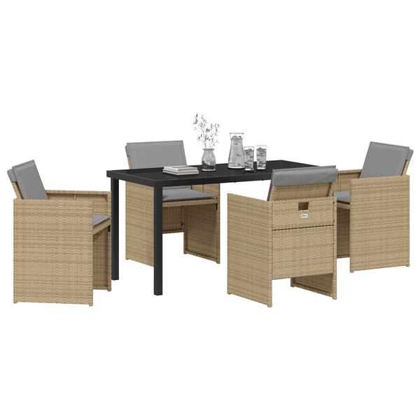 Grote foto vidaxl 5 delige tuinset met kussens in beige poly rattan tuin en terras tuinmeubelen