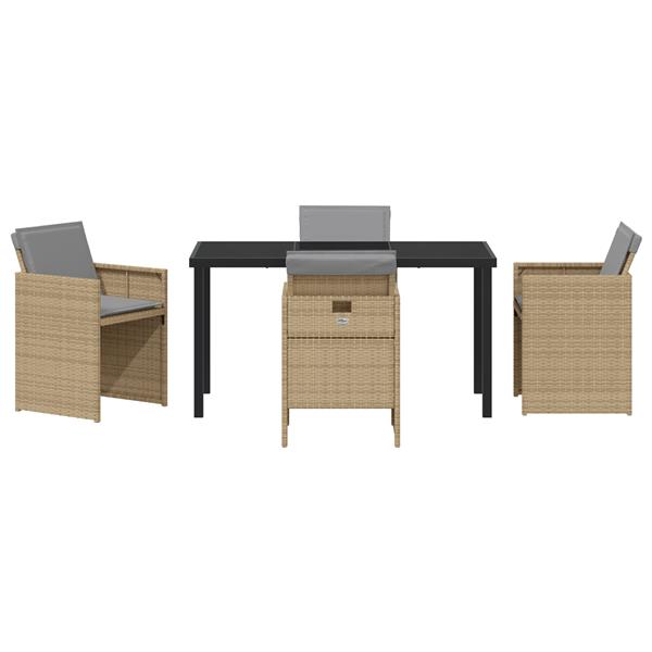 Grote foto vidaxl 5 delige tuinset met kussens in beige poly rattan tuin en terras tuinmeubelen