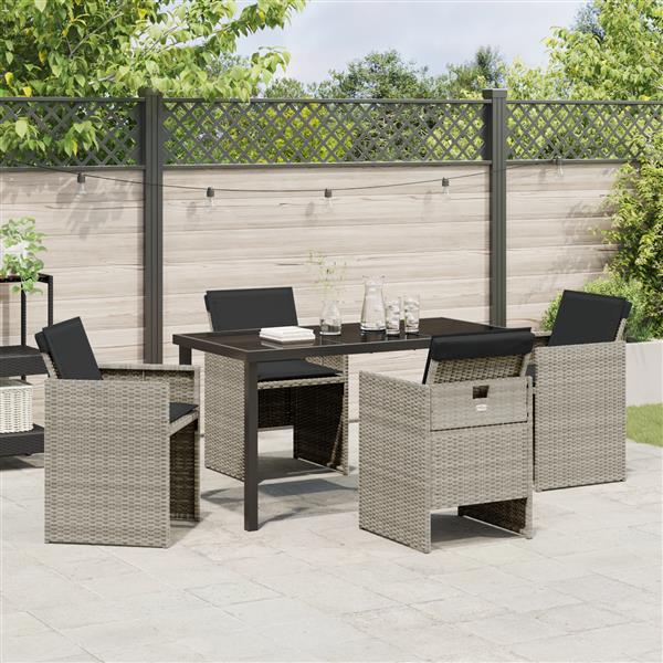 Grote foto vidaxl 5 delige tuinset met kussens in lichtgrijs poly rattan tuin en terras tuinmeubelen