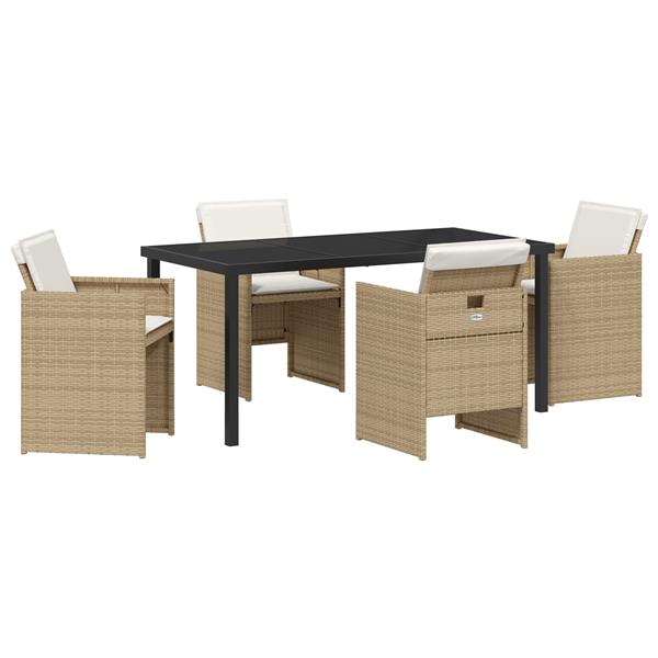 Grote foto vidaxl 5 delige tuinset met kussens in beige poly rattan tuin en terras tuinmeubelen