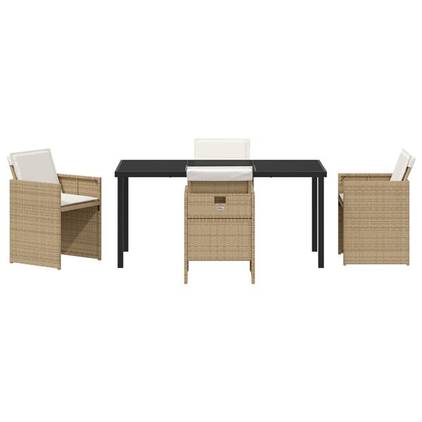 Grote foto vidaxl 5 delige tuinset met kussens in beige poly rattan tuin en terras tuinmeubelen