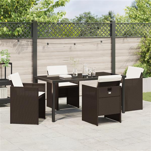 Grote foto vidaxl 5 delige tuinset met kussens bruin poly rattan tuin en terras tuinmeubelen