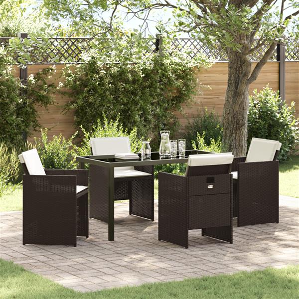 Grote foto vidaxl 5 delige tuinset met kussens bruin poly rattan tuin en terras tuinmeubelen