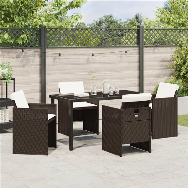 Grote foto vidaxl 5 delige tuinset met kussens bruin poly rattan tuin en terras tuinmeubelen