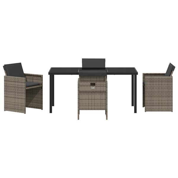 Grote foto vidaxl 5 delige tuin eetset met kussens grijs poly rattan tuin en terras tuinmeubelen