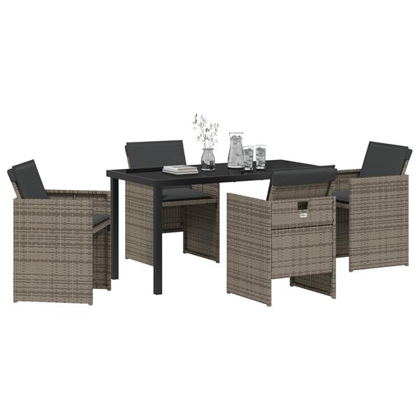 Grote foto vidaxl 5 delige tuinset met kussens in grijs poly rattan tuin en terras tuinmeubelen
