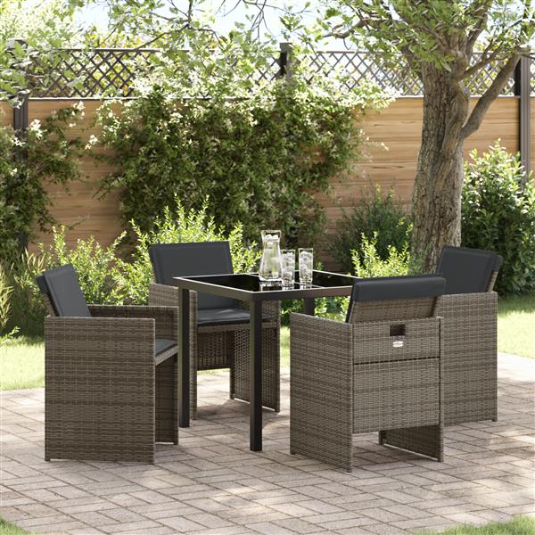 Grote foto vidaxl 5 delige tuinset met kussens in grijs poly rattan tuin en terras tuinmeubelen