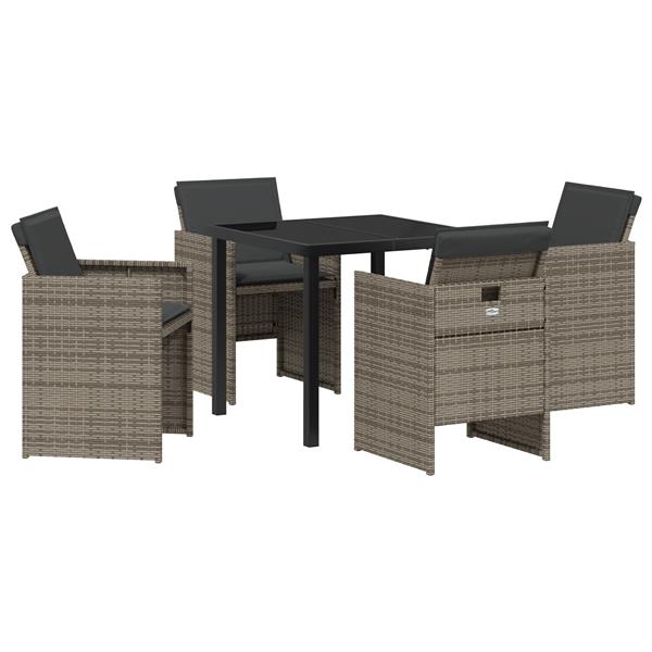 Grote foto vidaxl 5 delige tuinset met kussens in grijs poly rattan tuin en terras tuinmeubelen