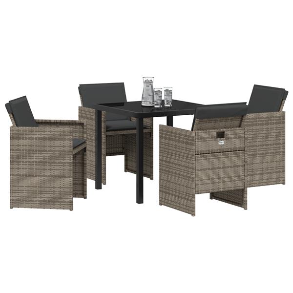 Grote foto vidaxl 5 delige tuinset met kussens in grijs poly rattan tuin en terras tuinmeubelen