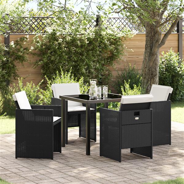 Grote foto vidaxl 5 delige tuinset met kussens zwart poly rattan tuin en terras tuinmeubelen
