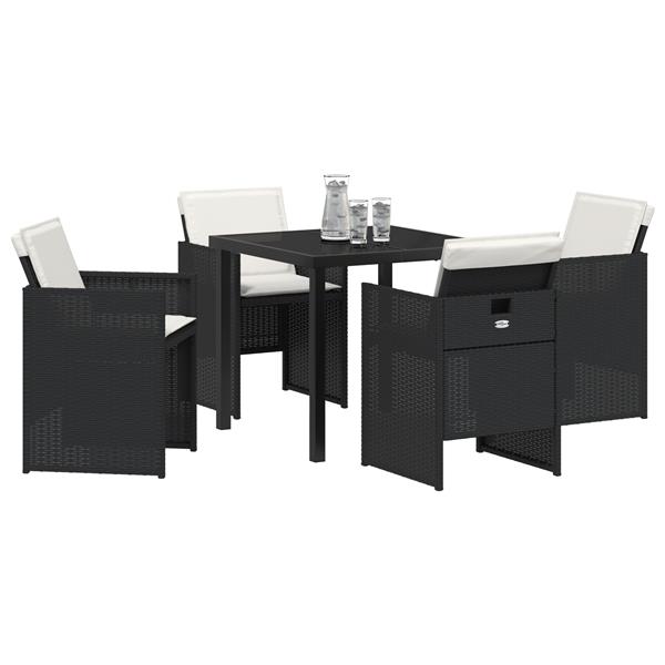 Grote foto vidaxl 5 delige tuinset met kussens zwart poly rattan tuin en terras tuinmeubelen